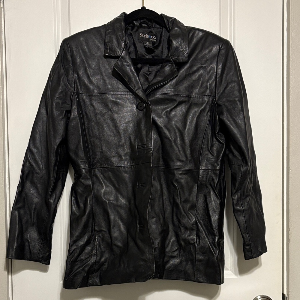 Style & Co. Sleek Black Leather Jacket